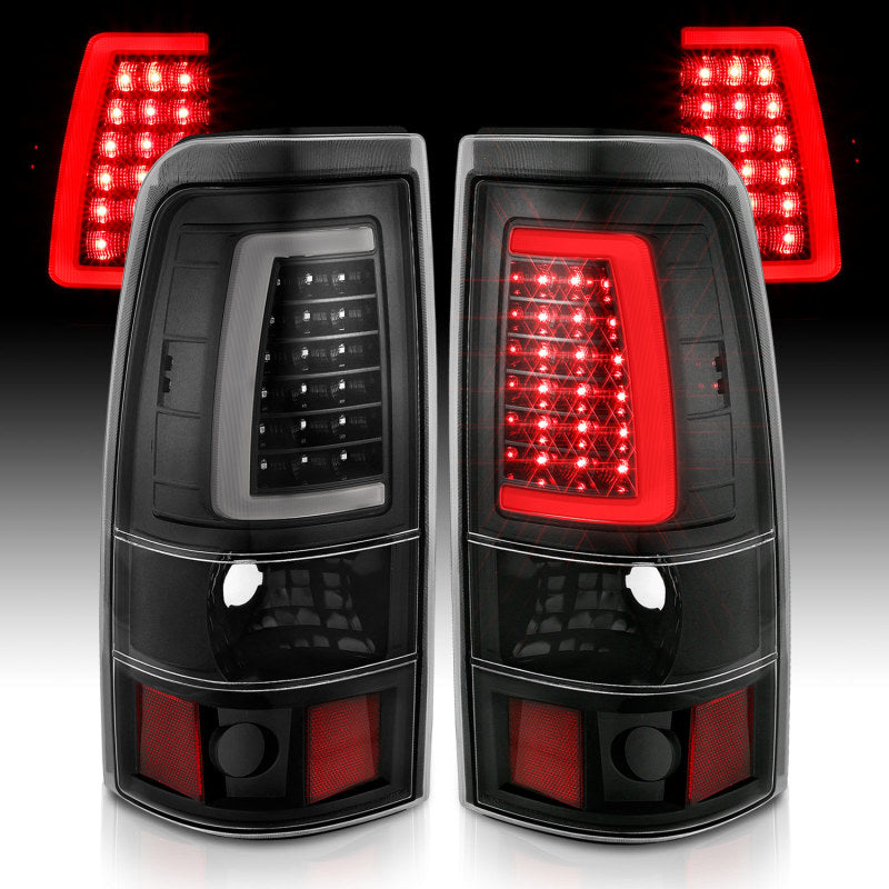 ANZO 1999-2002 Chevy Silverado 1500 LED-Rücklichter, Plank Style, schwarz, mit klarer Linse