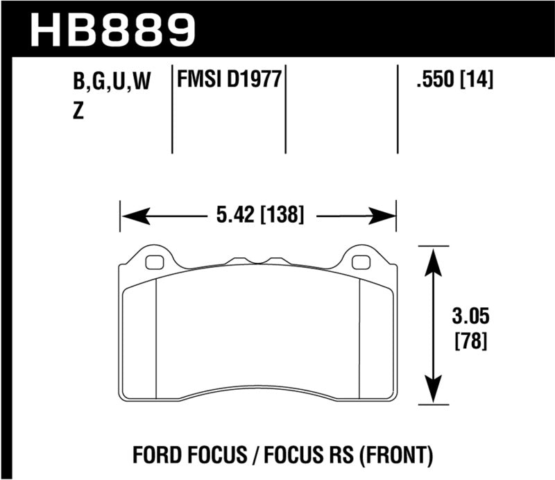 Pastillas de freno delanteras de competición Hawk 2017 Ford Focus DTC-60