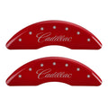 MGP 4 Caliper Covers Engraved Front Cadillac Engraved Rear XTS Red finish silver ch