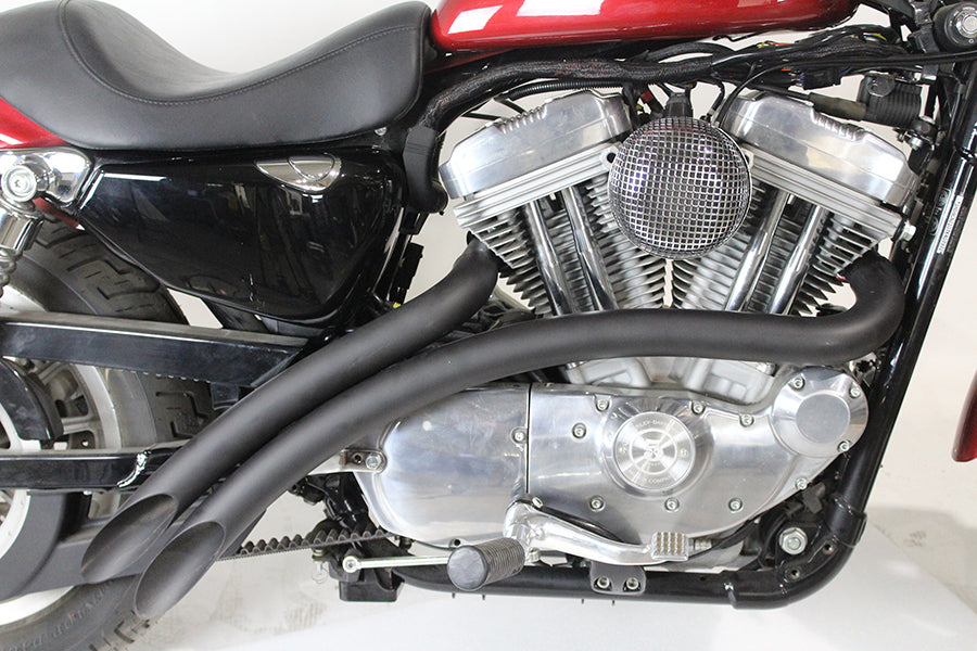 Curved Radius Exhaust Header Set Black For Harley-Davidson Sportster