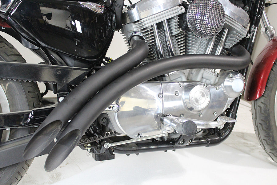 Curved Radius Exhaust Header Set Black For Harley-Davidson Sportster