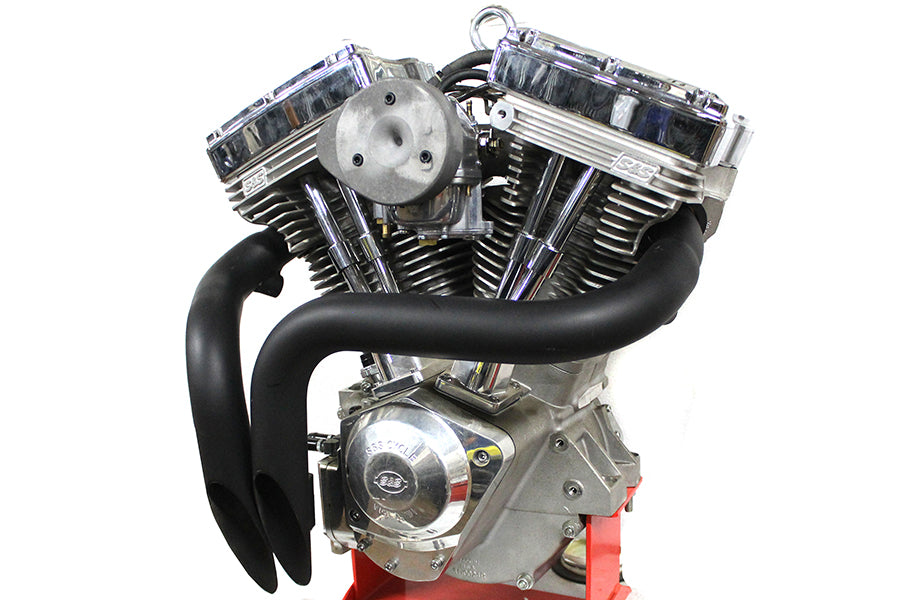 Straight Down Drag Pipe Exhaust Set Black For Harley-Davidson Softail 2000-2017