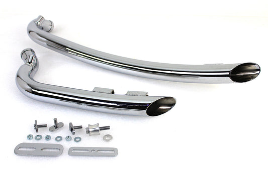 Curved Radius 2" Drag Pipe Exhaust Chrome For Harley-Davidson Softail Twin Cam
