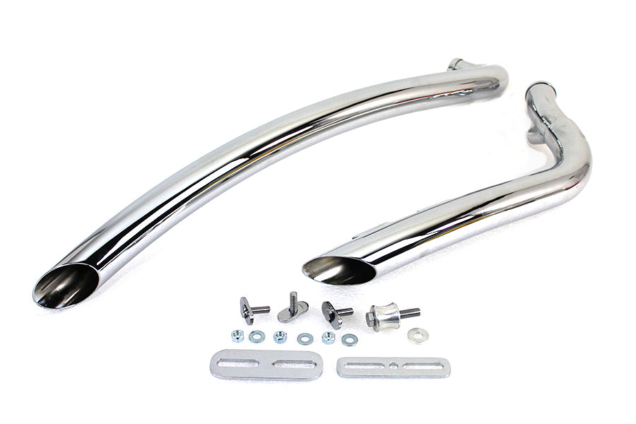 Curved Radius 2" Drag Pipe Exhaust Chrome For Harley-Davidson Softail Twin Cam