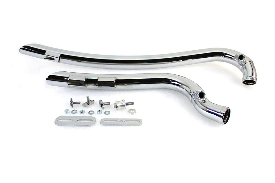 Curved Radius 2" Drag Pipe Exhaust Chrome For Harley-Davidson Softail Twin Cam