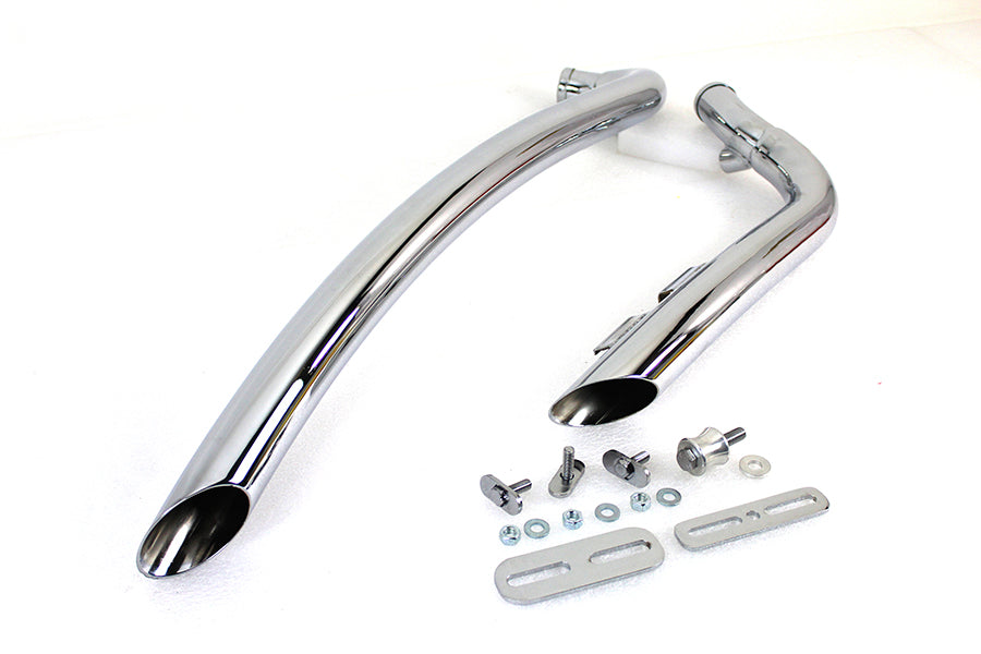 Curved Radius 2" Drag Pipe Exhaust Chrome For Harley-Davidson Softail Twin Cam