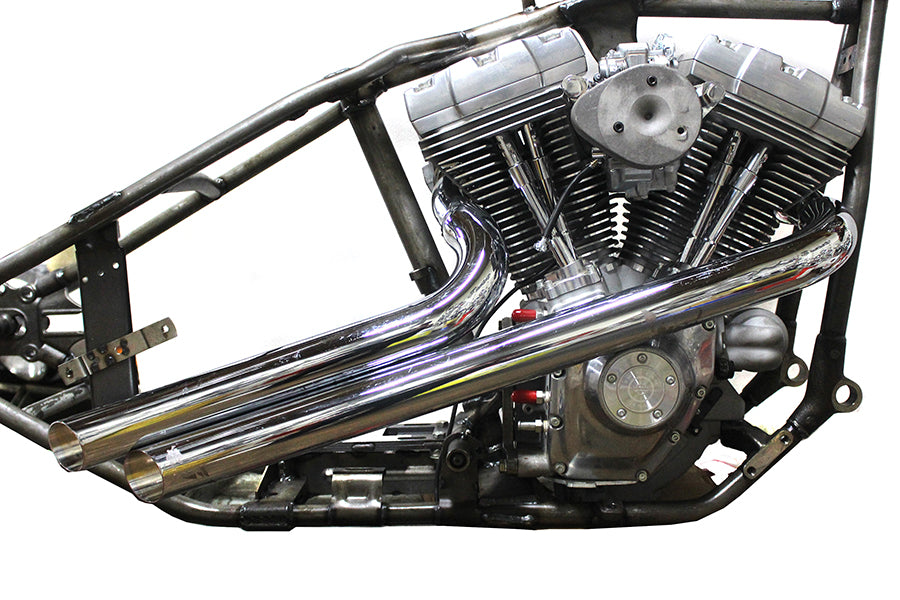 Exhaust Drag Pipe Set Slash Cut Chrome For Harley-Davidson Sportster 1986-2003