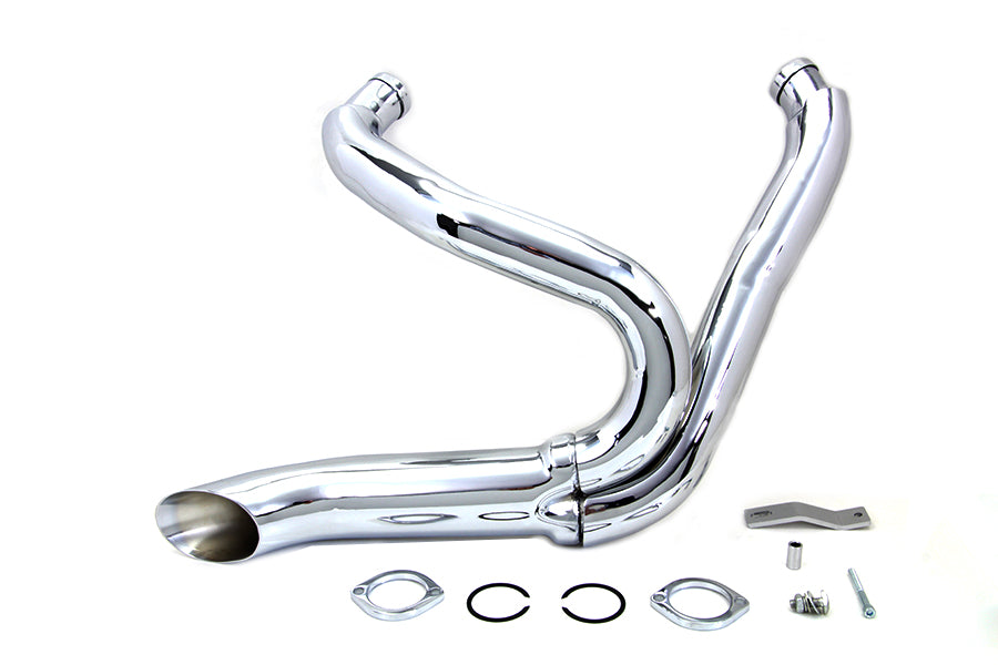 Lakester 2 into 1 Exhaust Pipe Header Kit Chrome For Harley-Davidson 1986-2011