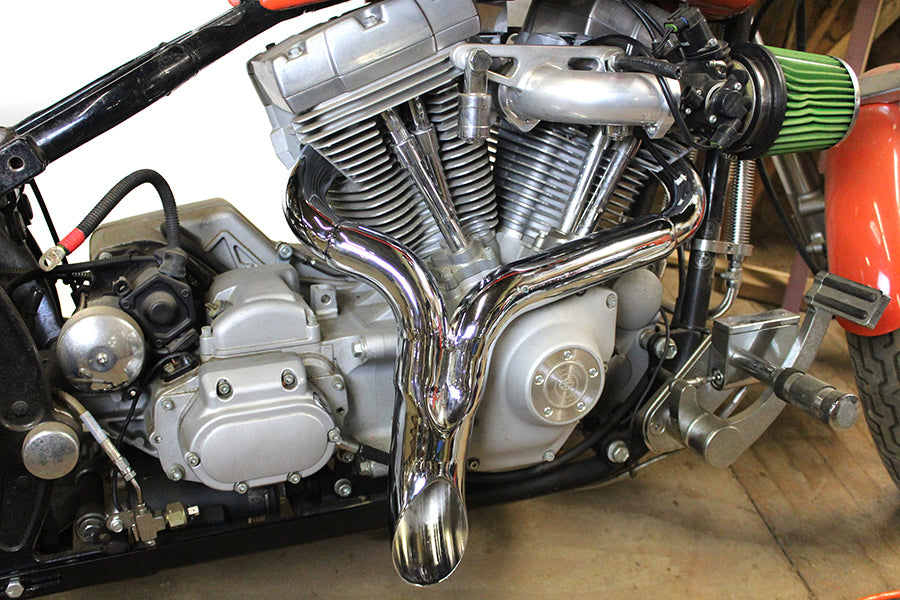 Lakester "Y" Exhaust Pipe Header Chrome For Harley-Davidson Softail 2007-2017