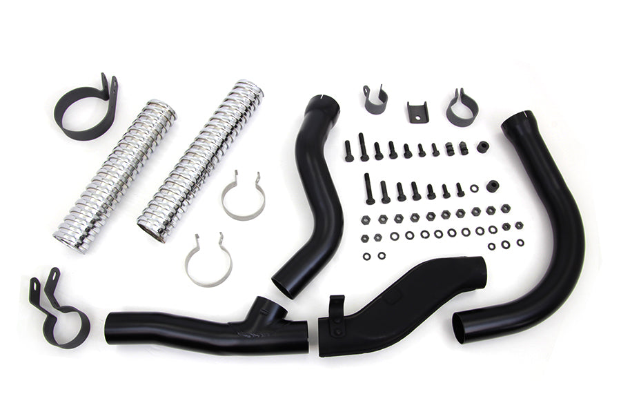 Black Replica Exhaust Header Kit For Harley-Davidson Panhead 1948-1957