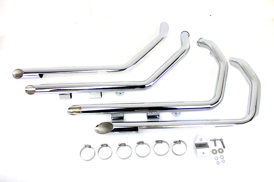 Drag Pipe Chrome Exhaust With Full Heat Shield For Harley-Davidson Sportster