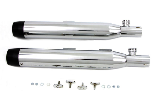 Chrome 3" Slip On Muffler Set Black Tips For Harley-Davidson Softail 2007-2017