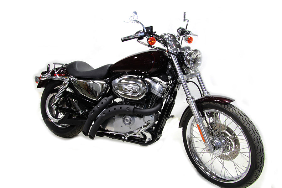 Black Radius Exhaust Drag Pipe Set For Harley-Davidson Sportster 2004-2013