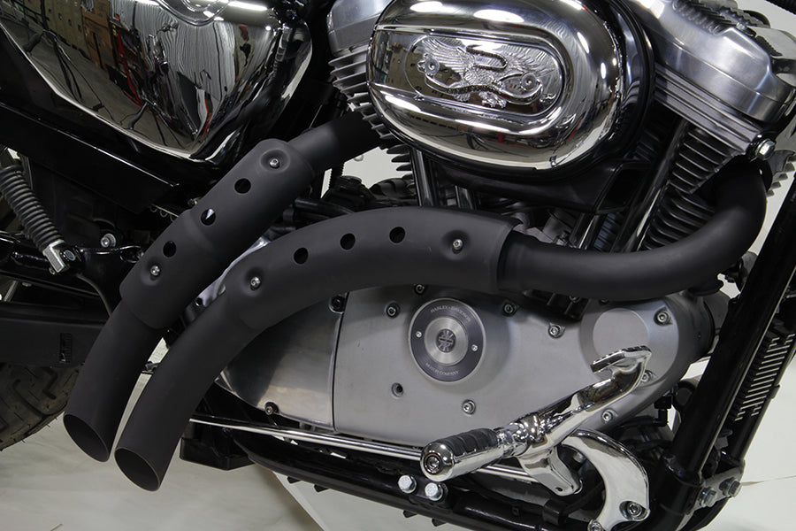Black Radius Exhaust Drag Pipe Set For Harley-Davidson Sportster 2004-2013