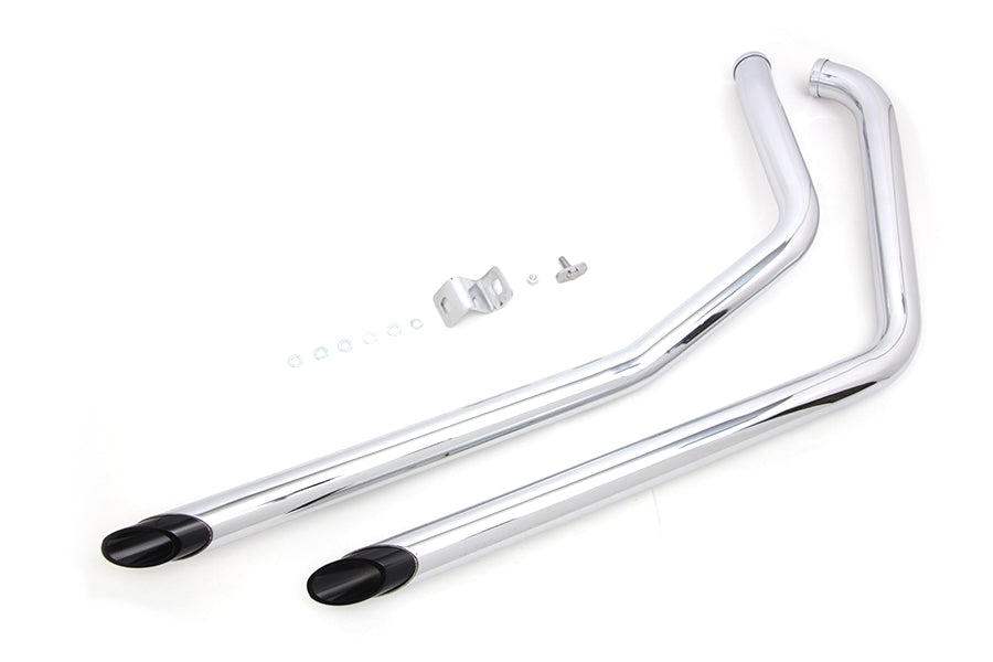 Exhaust Drag Pipe Set With Black Slash Tips For Harley-Davidson Sportster 83-03