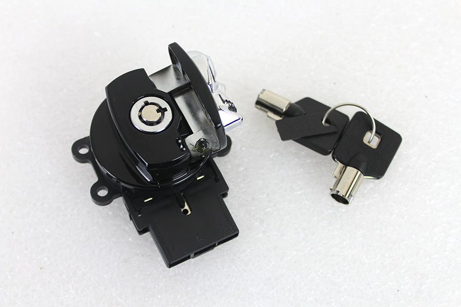 Black Ignition Switch With Chrome Skull For Harley-Davidson 1995-2013