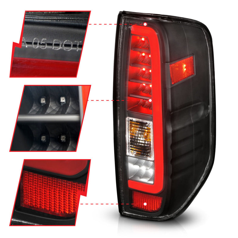 ANZO For 2005-2021 Nissan Frontier LED Taillights Black Housing/Clear Lens