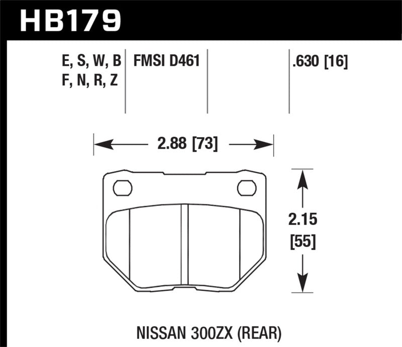 Hawk For 2/1989-1996 Fits Nissan 300ZX Base (Excl. Turbo) HPS 5.0 Rear Brake Pads
