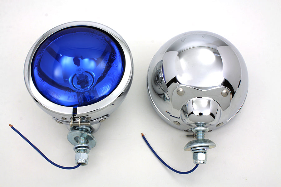 Police Blue Pursuit Spotlamp Set For Harley-Davidson 1964 And Later