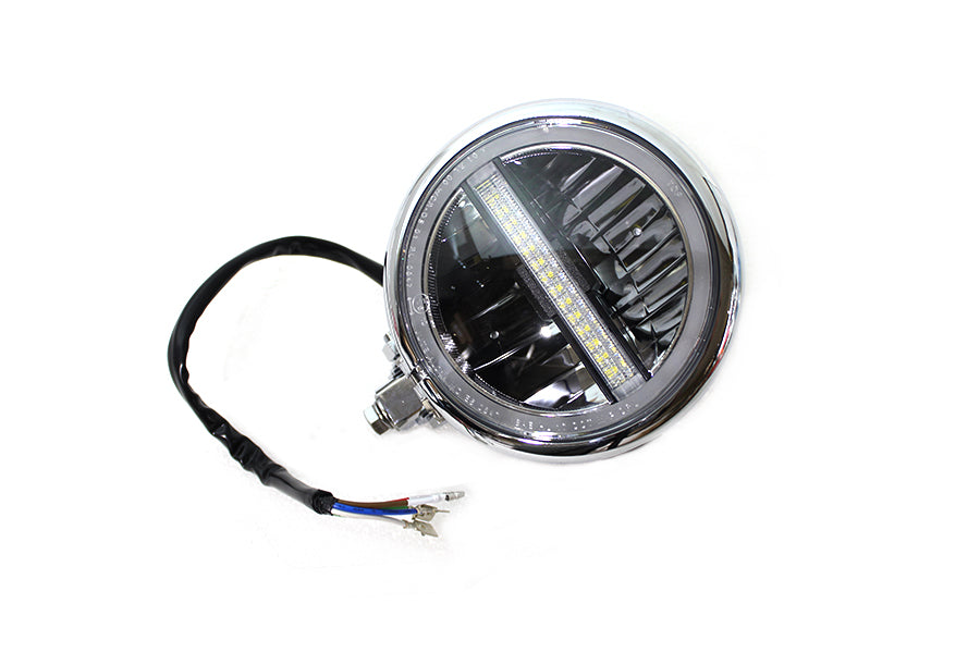 5-3/4" Bates Style LED Headlamp Chrome For Harley-Davidson