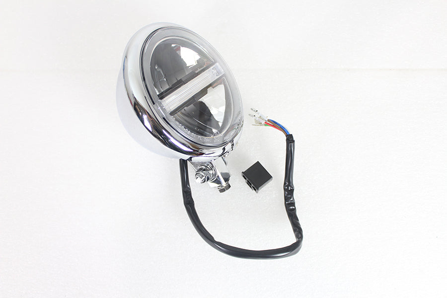 5-3/4" Bates Style LED Headlamp Chrome For Harley-Davidson