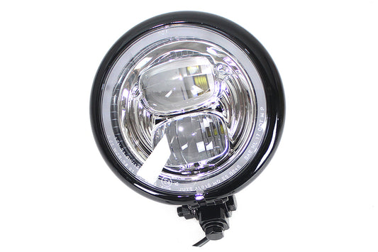 5-3/4" Bates Style LED Headlamp Black For Harley-Davidson