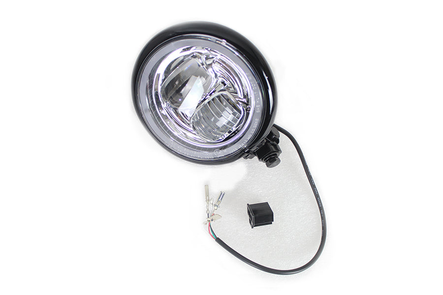 5-3/4" Bates Style LED Headlamp Black For Harley-Davidson