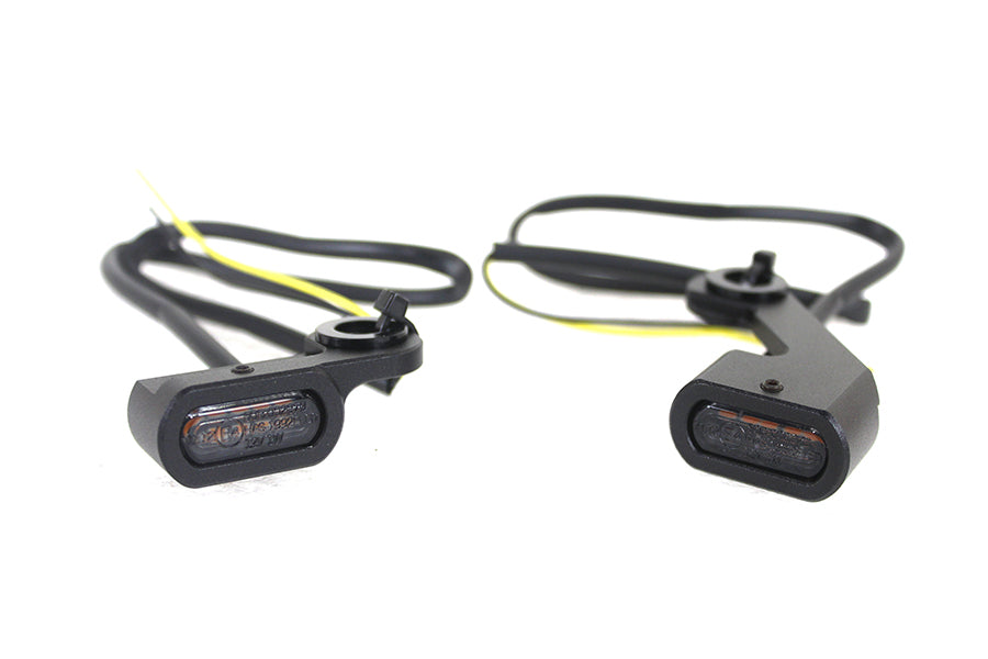 Black LED Micro Front Turn Signal Set For Harley-Davidson 2007-2018