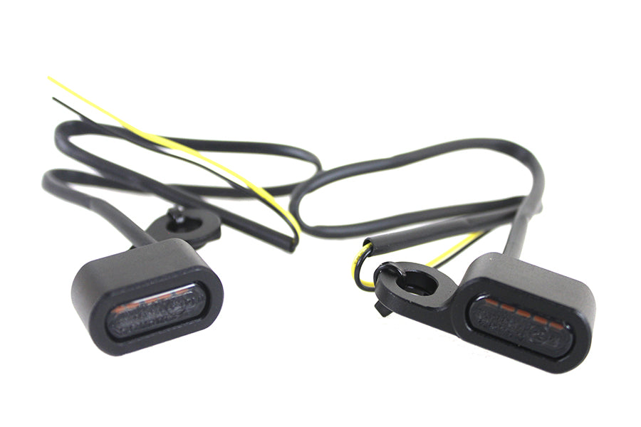 Black LED Micro Front Turn Signal Set For Harley-Davidson 2007-2018