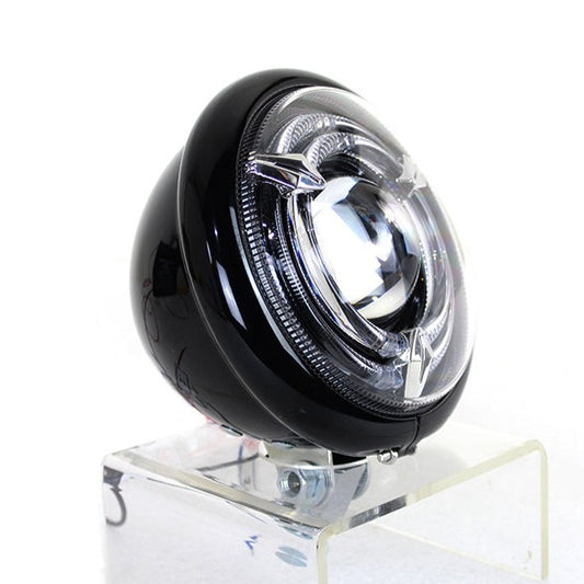 5-3/4" Bates Style LED Headlamp Black For Harley-Davidson