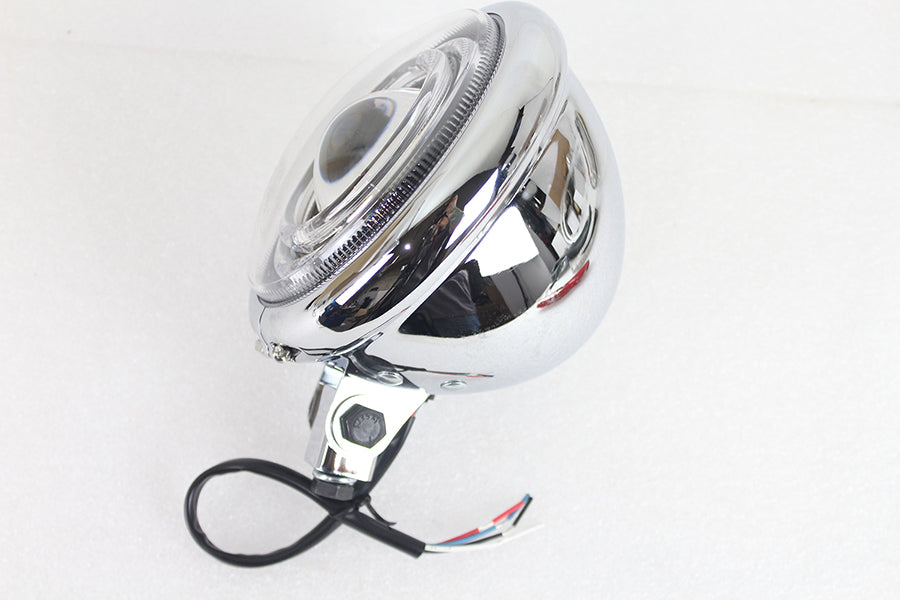 5-3/4" Bates Style LED Headlamp Chrome For Harley-Davidson