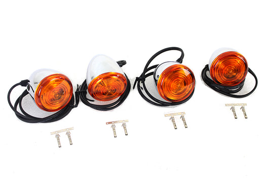Mini Torpedo Style LED Turn Signal Set With Amber Lenses For Harley-Davidson