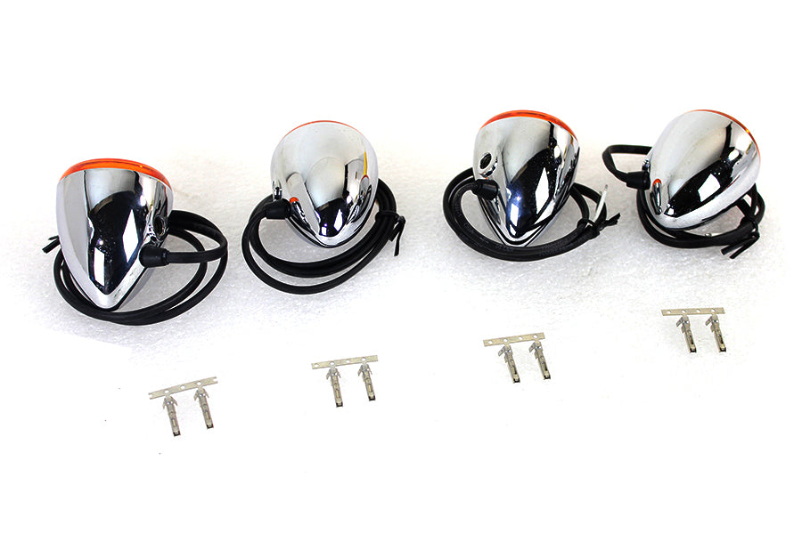 Mini Torpedo Style LED Turn Signal Set With Amber Lenses For Harley-Davidson