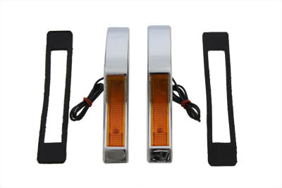 Custom Marker Lamp Set Amber Smooth Chrome For Harley-Davidson