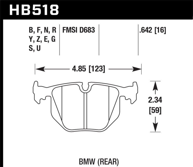 Freno trasero de competición Hawk BMW 330CI/330I/330XI/525i/740i/754iL/M3/M5/X3/X5/Z4/Z8 / Range Rover HSE HT-10