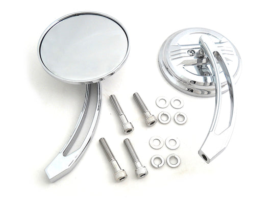 Air Flow Mirror Set with Curved Billet Stems For Harley-Davidson