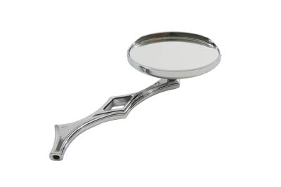 Chrome Oval Mirror With Billet Diamond Stem For Harley-Davidson