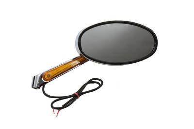 Cateye Oval Mirror With Lighted Stem Turn Signal For Harley-Davidson