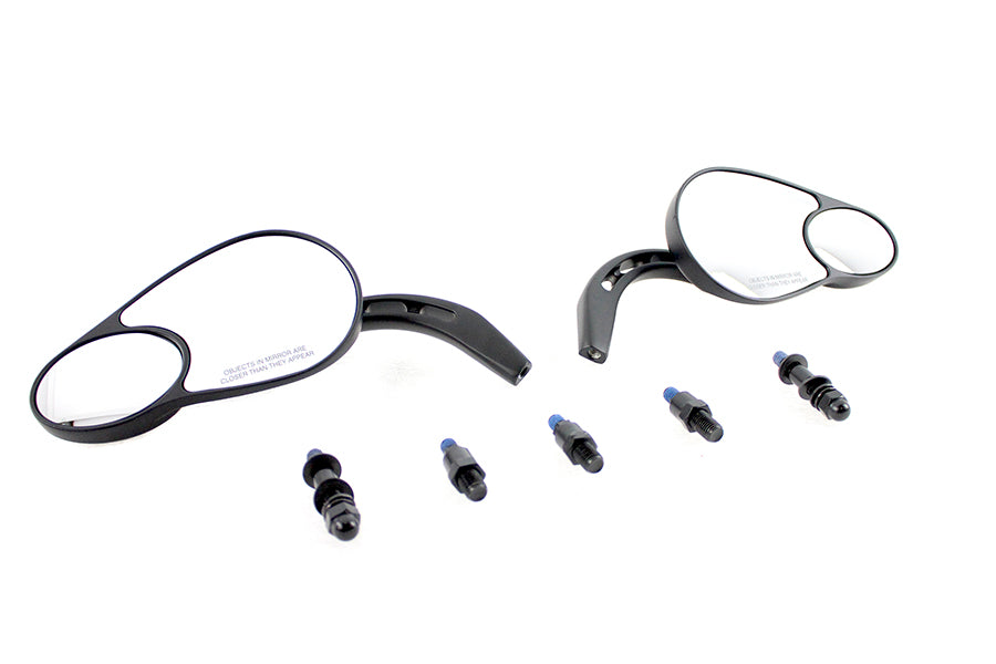 Black Split Vision Round Mirror Set For Harley-Davidson