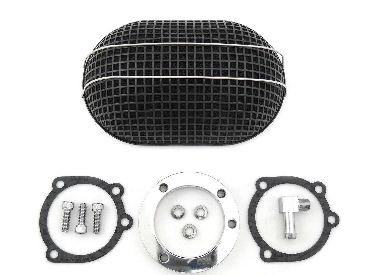 Black Oval Mesh Air Cleaner For Harley-Davidson With Keihin CV Carburetor