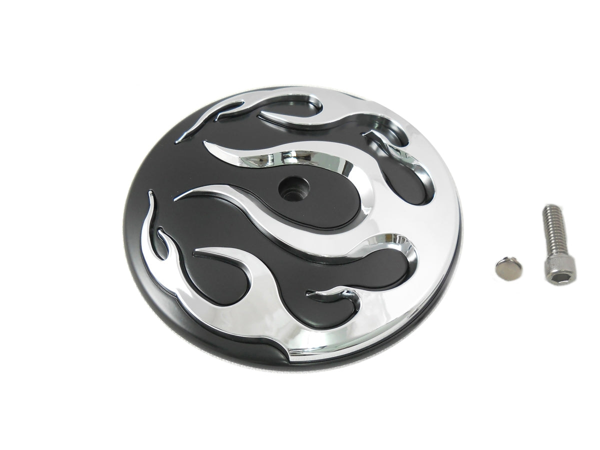 Air Cleaner Trim Cover Insert Black & Flames For Harley-Davidson