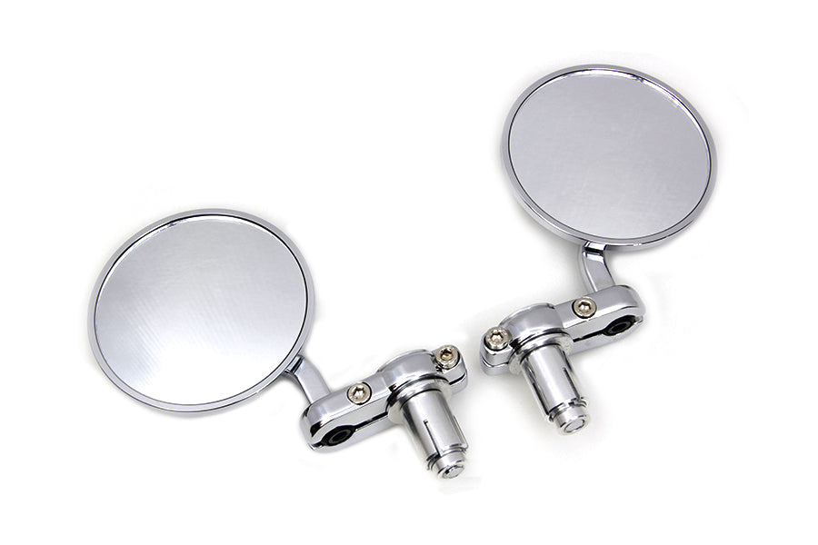 Cafe Racer Style Mirror Set Chrome For 7/8" (22mm) Handlebars