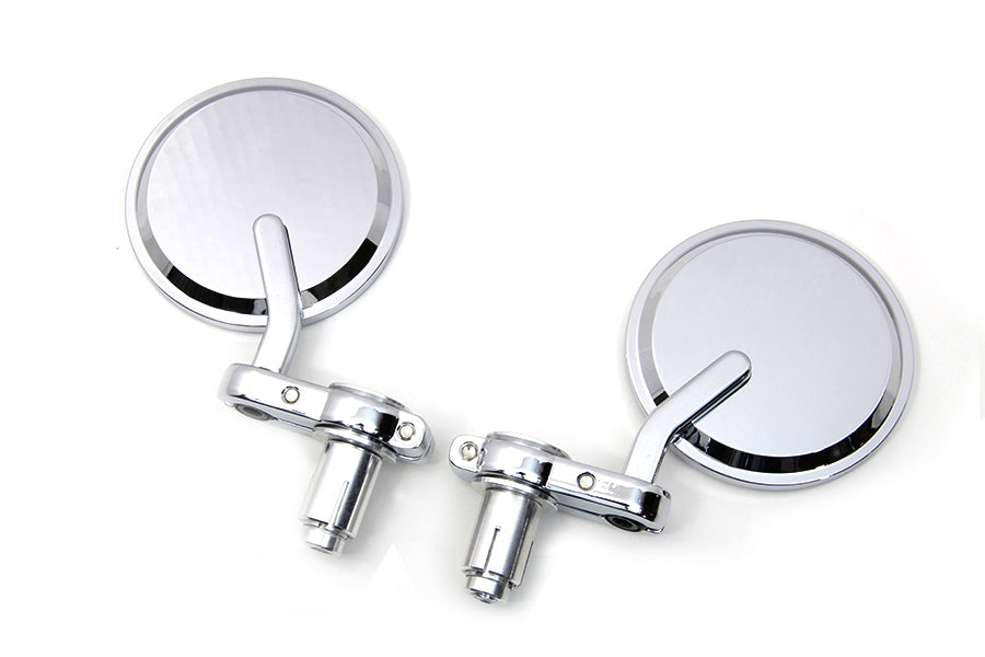 Cafe Racer Style Mirror Set Chrome For 7/8" (22mm) Handlebars