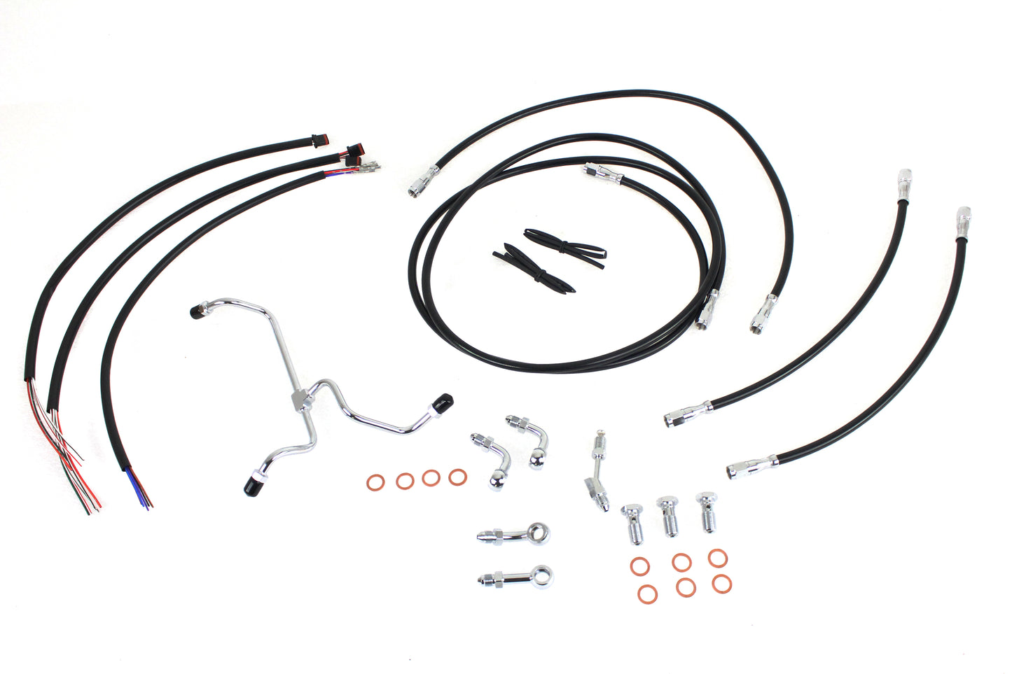 12"-14" Apehanger Handlebar Cable Brake Line Kit For Harley-Davidson Touring