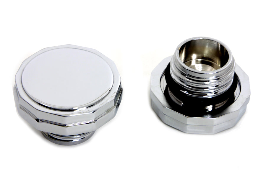 Chrome Hexagon Style Vented and Non-Vented Gas Cap Set For Harley-Davidson