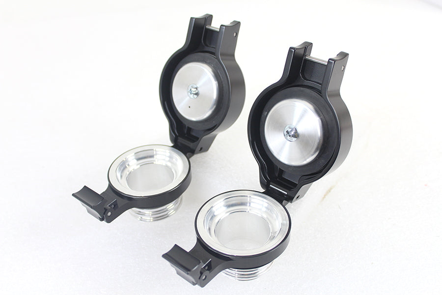 Flip Up Gas Cap Set Black For harley-Davidson Softail 1996-1999