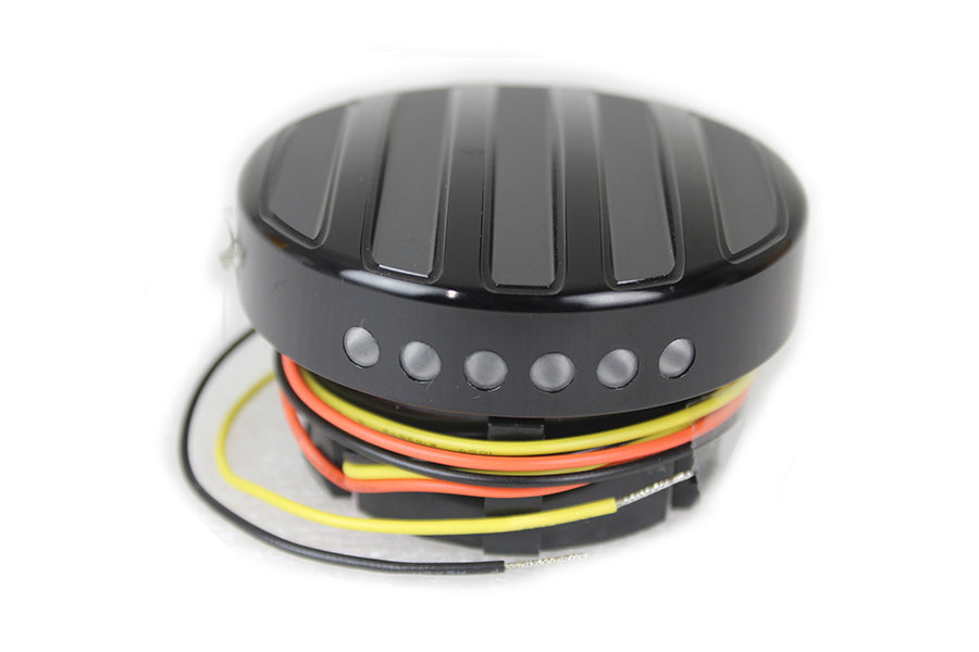 Schwarzes LED-Tankanzeige- und Tankdeckel-Set im gerippten Stil für Harley-Davidson