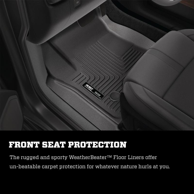 Revestimientos de piso Husky Liners 19-20 Chevy Silverado WeatherBeater negros - Delanteros