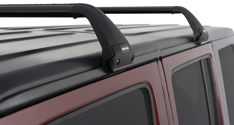 Rhino-Rack 07–22 Jeep Wrangler JK/JL 4-Türer Hardtop Vortex SG 2-Stangen-Dachgepäckträger – Schwarz