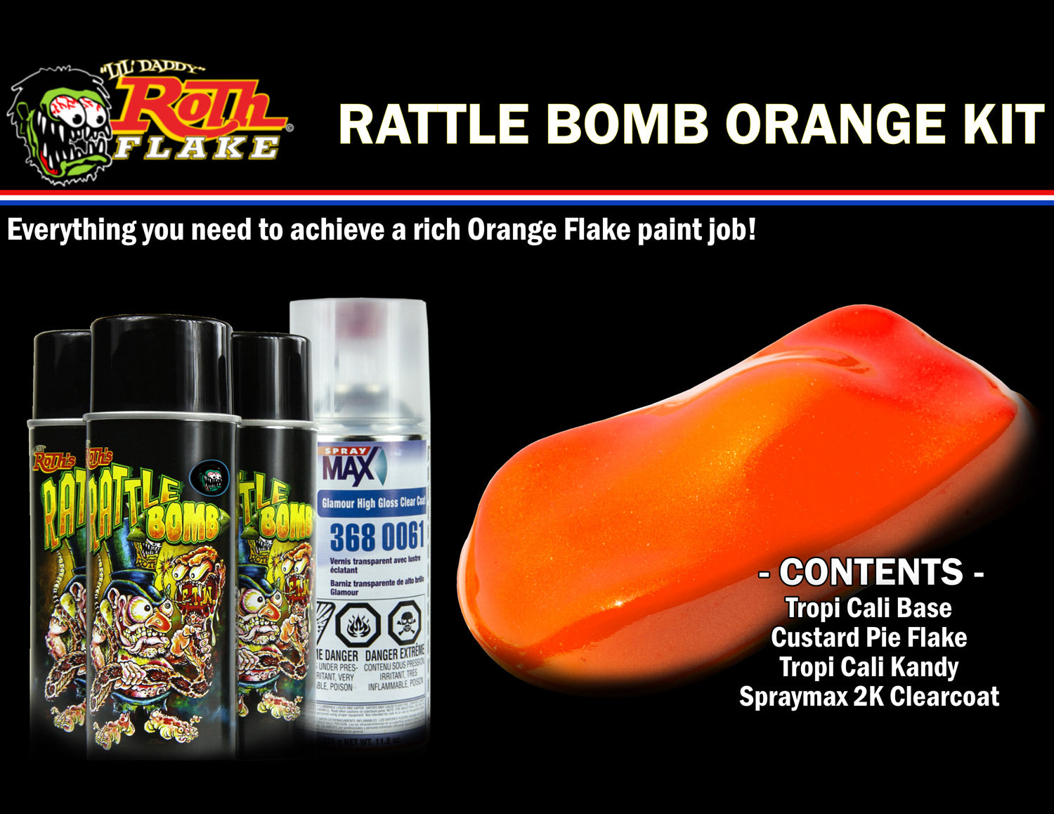 Roth Flake Custom Paint Rattle Bomb Spray Kit Orange